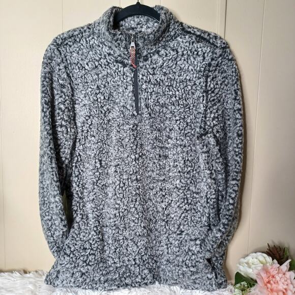 Original Weatherproof Snow Winter Quarter Zip Faux Fur Sherpa Jacket Gray Small - Picture 1 of 6